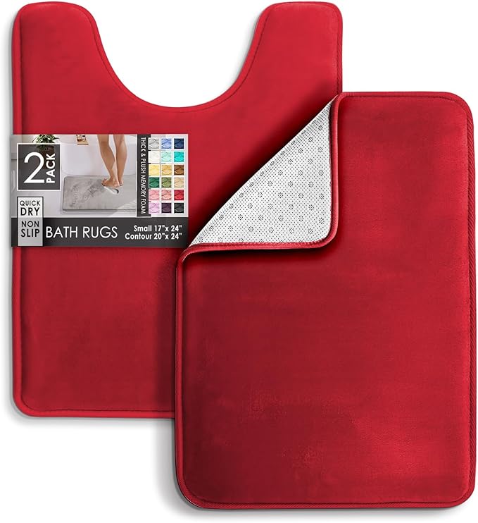 Clara Clark Bathroom Rugs, Velvet Memory Foam Bath Mat, Non-Slip Bath Rugs, Machine Wash, Dries Quickly, Ultra Soft Plush Bath Mats for Bathroom,