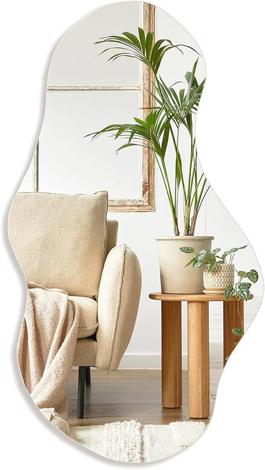 PERFNIQUE Irregular Wall Mirror Asymmetrical Mirror, 43''x24'' Decorative Modern Mirrors for Bathroom Bedroom Living Room Entryway, Cloud Frameless Mirror, Wall Mounted(43''x24'', Cloud)