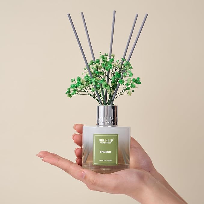 Airkeep Reed Diffuser Set - 3.38 fl oz(100ml) Bamboo Scent Diffuser Home Fragrance Diffuser Set Includes 8 Reed Diffuser Sticks,Home Decor & Office Decor, Fragrance and Gifts