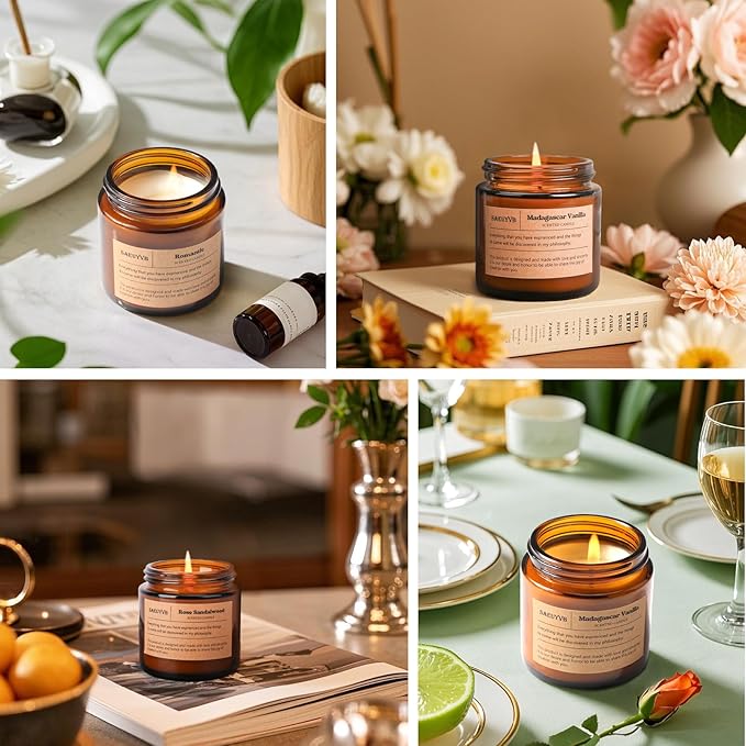 12 Pack Candles for Home Scented,Scented Candles Gift Set for Women,Natural Soy Wax Amber Jar Candle Set for Men,Aromatherapy Candle for Birthday,Mother's Day,Father's Day,Anniversary.