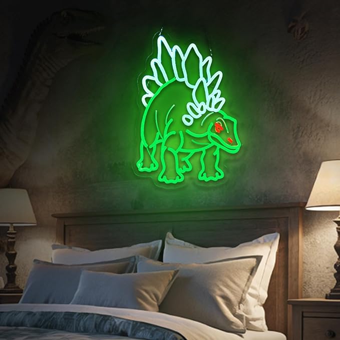 Dinosaur Neon Sign Stegosaur Neon Sign for Wall Decor Dino USB Dimmable Neon Light Sign for Boys Girls Room Gameroom Holiday Birthday Christmas Gift