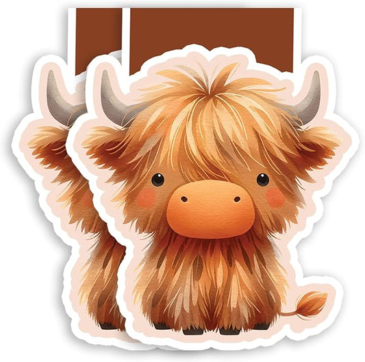 (2Pcs) Cute Highland Cow Magnetic Bookmark Book Page Markers Gift for Reading Lover Nerd Book Addict Bookish Bookworm Reader Student Teacher Office Stationery - Size 3"x2.6" When Folded