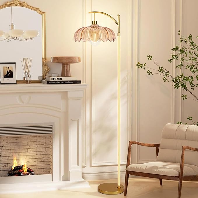 Boho Floor Lamp for Living Room Bedroom with Remote Rattan Standing Lamp Dimmable Arc Black Farmhouse Wicker Bamboo Lamp Shade Floor Light Adjustable Tall Lamp Industrial Floor Lamps Bohemian