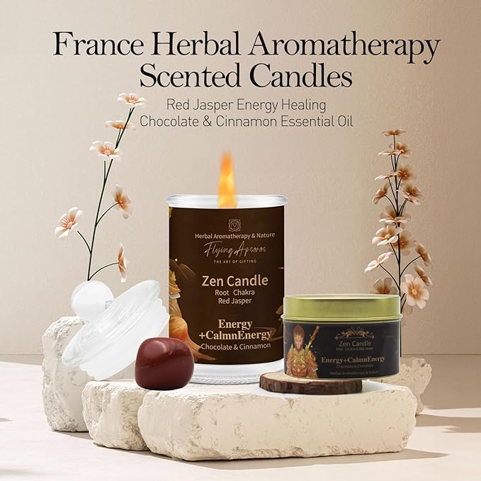 APSARAS Energy+Tranquility Scented Candles, Chocolate Cinnamon Aromatherapy Spring Candle Sets for Women Gift for Bathroom, Jar Non Toxic Soy Candles for Home Scented, 36 Hours Burn Time
