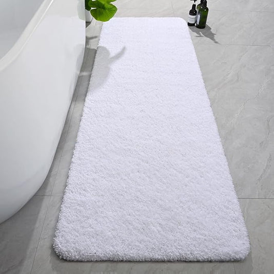 AROGAN Luxury Non Slip Bathroom Rug, Thick Soft and Absorbent Microfiber Bath Mat, Rubber Backing Quick Dry Rugs Carpets, Machine Washable Plush Mats for Shower Floor, Bathroom, 24x72 Inch White