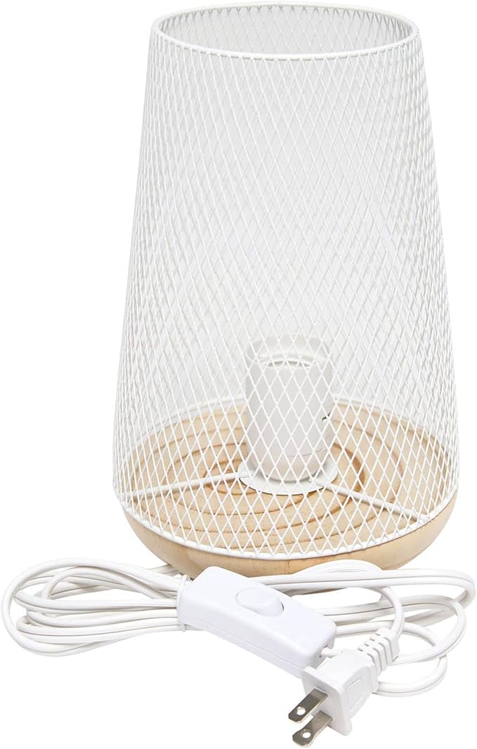 Simple Designs LT1074-WHT Wired Mesh Uplight Table Lamp, White