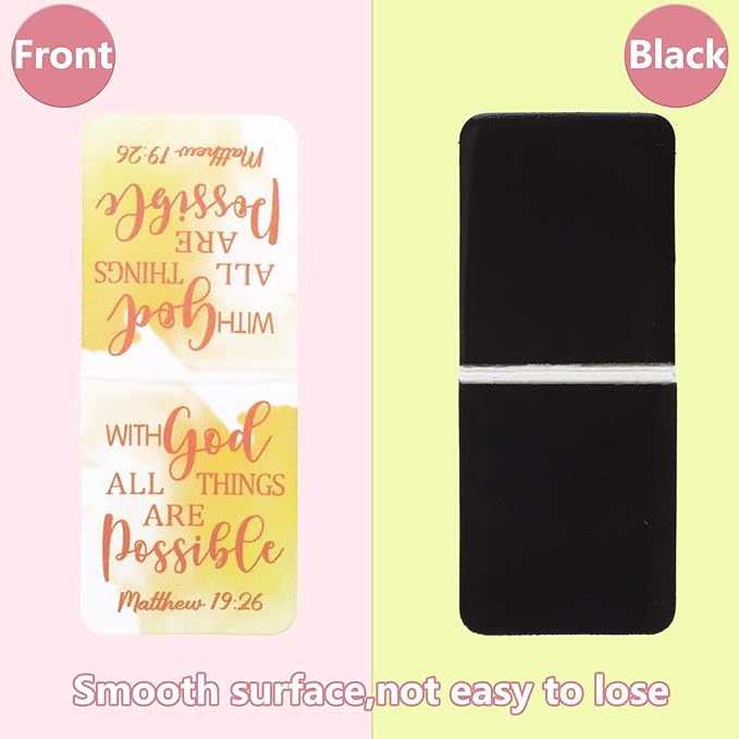 Dianelhall 96 Pieces Bible Verse Magnetic Bookmarks 16 Styles Christian Magnet Book Markers Inspirational Motivational Encouraging Magnetic Page Clip for Women Men School Office Supplies