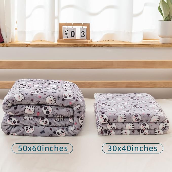 DaysU Plush Flannel Sherpa Baby Blanket for Girls Boys, Portable Reversible Soft Micro Fleece Baby Crib Throw Blanket with Animal Print for Newborn and Nursery, Animal Head, 30"x40"