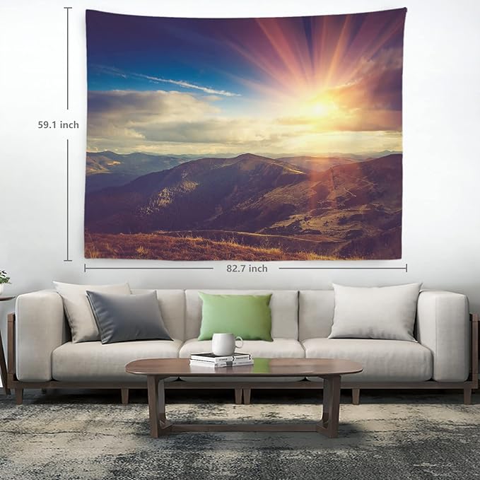 BaoNews Brown Natural Alpine Tapestry,Landscape Sunrise Large Wall Hanging Polyester Tablecloths Tapestry Bedroom Room Living Room Dorm 59.1 x 82.7 Inches