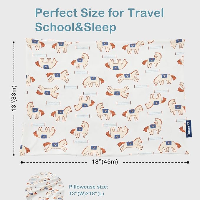 Moonrite 13Ã18 Toddler Pillow with Pillowcase,100% Cotton Toddler Pillows for Sleeping,Soft Breathable Washable Small Toddler&Kid Pillow for Bed,Mini pillow,Better Naps at Preschool