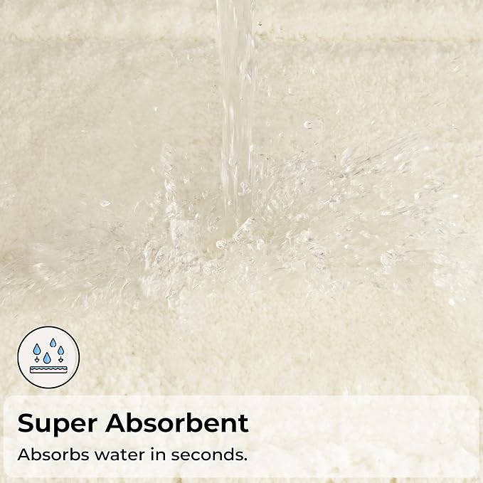 GRANNY SAYS Bathroom Rugs Non Slip, 20" x 32", Bath Rugs for Bathroom Washable, Bath Mats for Floor, Microfiber Bath Mat for Tub, Absorbent Bath Rugs for Bath, Ivory