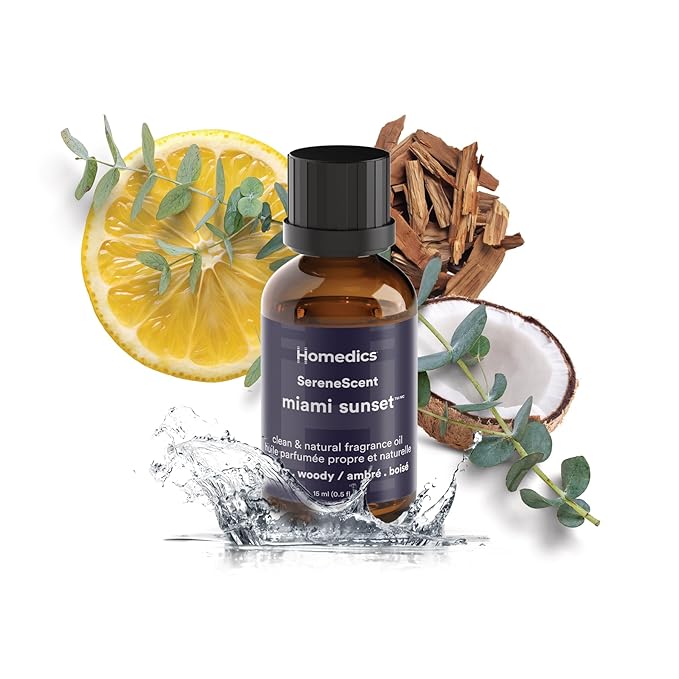 Homedics SereneScent Miami Sunset Home Fragrance Oil, 15 ml, for use with Homedics SereneScent Mini Waterless Diffuser (ARMH-680), Clean & Natural Everyday Collection