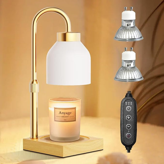 Candle Warmer Lamp, Electric Candle Lamp Warmer, House Warming Gifts New Home Bedroom Decor, Dimmable Wax Melt Warmer for Scented Wax with 2 Bulbs, for Mom(Ivory White)