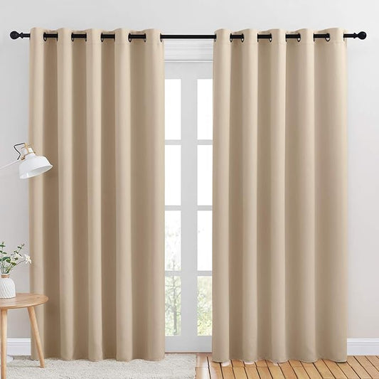 NICETOWN Room Darkening Window Curtain Panels, Thermal Insulated Grommet Room Darkening Curtains for Bedroom (Biscotti Beige, 2 Panels, W70 x L84 -inch)