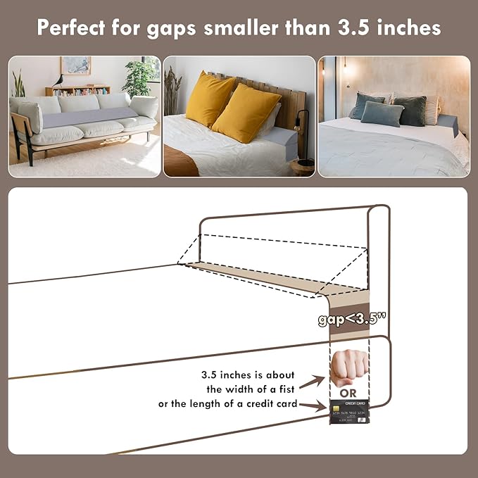 Vekkia King Bed Wedge Pillow for Headboard/Headboard Pillow/Bed Gap Filler/Pillow Wedge for Headboard Gap,Close Gaps Between Mattress and Headboard(Gray 76"x6.5"x4.5")