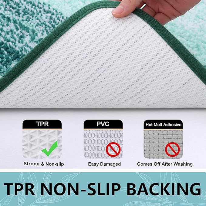 Arotive Microfiber Bathroom Rugs, Shaggy Soft and Absorbent Bath Rug, Non-Slip, Thick Plush Machine Washable Dry Bath Mats for Bathroom, Tub and Shower, 47x20, Dark Green