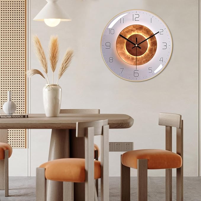 Ergocar Silent Metal Art Deco Clock, Non-Ticking - Suitable for Living Room, Bedroom & Office