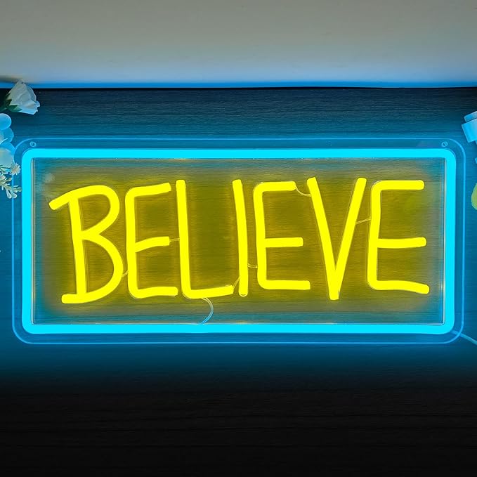 Ted Believe Lasso Neon Sign for Bedroom Dimmable Neon Light Signs Believe Neon Led Signs for Wall Decor Living Room Bar Pub Game Room Classroom Christmas Party Gift