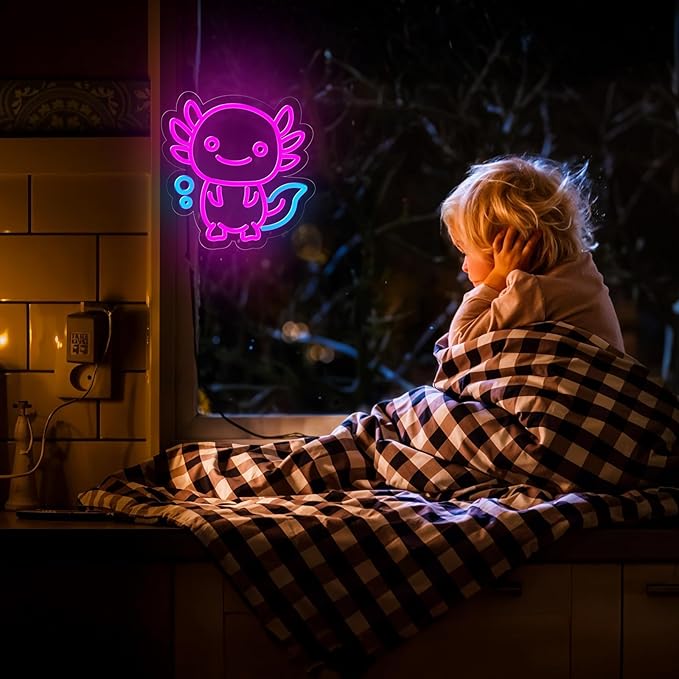 Axolotl Neon Sign for Wall Decor,Dimmable Axolotl Neon Light,Pink Animal Light Up Signs for Bedroom Party Bar Background Decoration