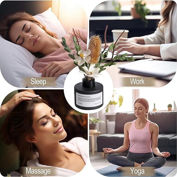 Reed Diffuser Set with Dried Flowers, 3.38fl.oz Fragrance Diffuser with Sticks, Scented Sticks Aroma Diffuser, Home & Office Décor for Air Fresheners, Bathroom (Pure White Gardenia)