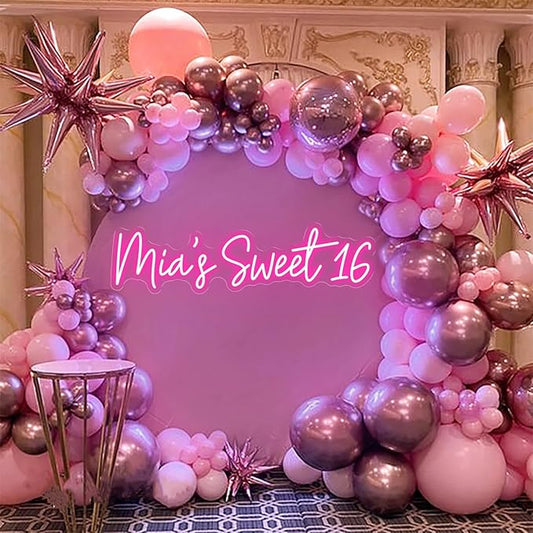 Custom Name Sweet 16 Neon Sign Sweet 16 Neon Light USB Powered with Dimmer Switch Neon Lights for Girls Room Home Art Wall Decor 16th Birthday Party Window Living Room Decor Birthday Gift for Kids