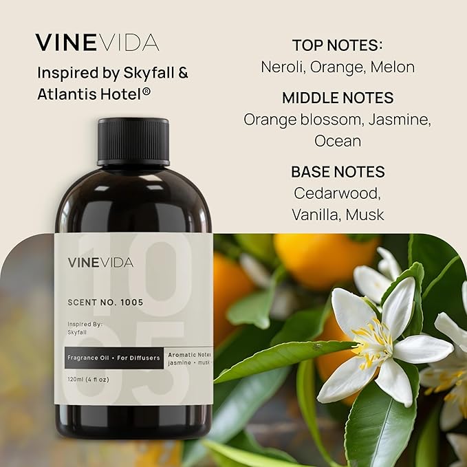 VINEVIDA Hotel Fragrance Collection - 4 Pack Diffuser Oils - Cold Air Diffusers - Scents No. 1005, 1018, 1011, 1004
