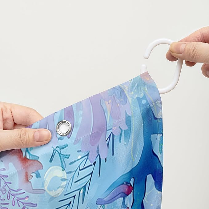 AILONEN Axolotl Shower Curtain for Bathroom,Watercolor Axolotl Coral Bath Curtain for Kids Girls,Ocean Animal Salamander Blue Shower Curtain Decoration Waterproof with 12 Plastic Hooks, 72" W*78" H