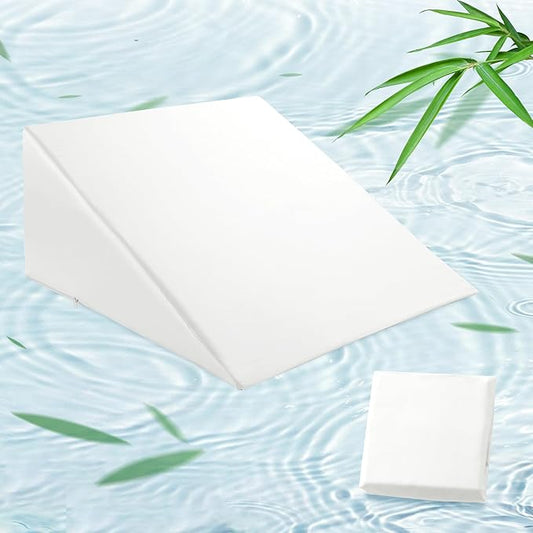 HOMBYS Bamboo Viscose Bed Wedge Pillow Cover with Zipper, 100% Viscose Made from Bamboo, Soft, Cooling, Breathable Wedge Pillowcase Sweat-Absorbent Pillowcase for Summer, 25"x25"x8", White