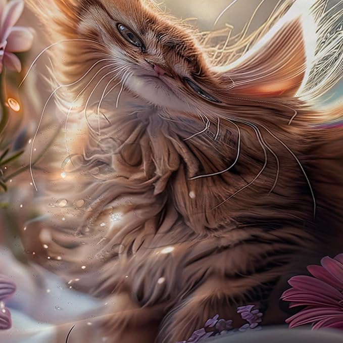 AILONEN Kawaii Cat Shower Curtain Set, Beautiful Kitty with Butterfly Waterproof Fabric Shower Curtain for Kids Boys,Cat Lovers Animal Design Shower Curtain for Bathroom,72" W*72" H