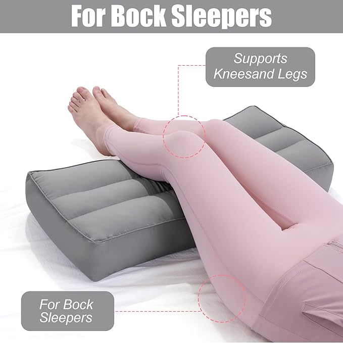HOMBYS Knee Pillow for Side Sleepers,Down Alternative Between Leg Pillow for Sleeping,Under Knee Pillow for Sleeping on Back,Spine Alignment, Lower Back Pain Relief,Pregnancy Support,Dark Grey 3 inch