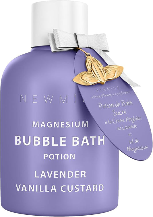 Magnesium Bubble Bath Lavender Vanilla Long Lasting Foaming Bath for Sore Muscles Epsom Salt Moisturizing Relaxing Stress Relief Spa Gift for Women
