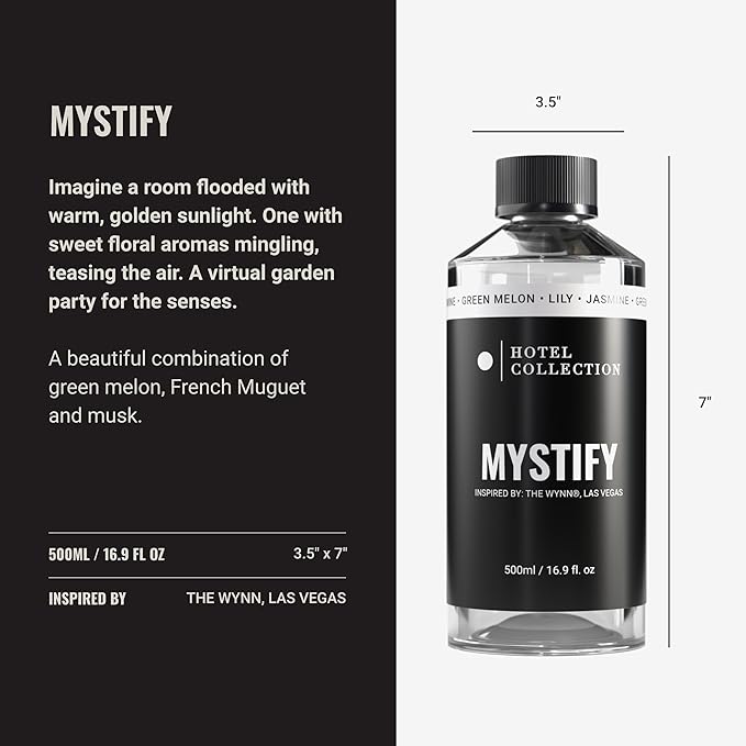 Aroma360 Hotel Collection Diffuser Oil-Mystify-Aromatherapy Essential Fragrance Oil-Honeydew Melon, Raspberry, Lily, Jasmine & Lemon-500ML 16.9 Fl oz