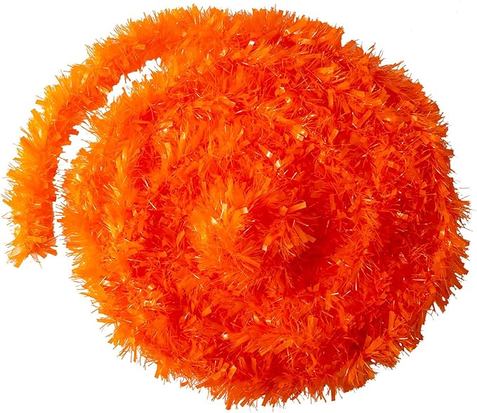 26.2 Feet Orange Holiday Tinsel Garland for Graduation, Birthday, Weddings, Party Decorations, Christmas, Patriotic Foil Tinsel Garland for All-Season Home Indoor Outdoor Party Supplies(Orange)
