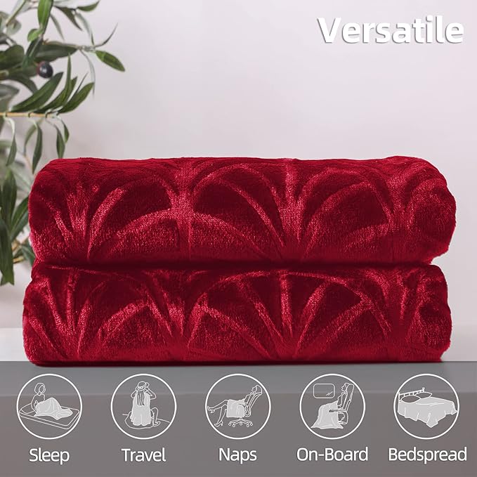 Whale Flotilla Flannel Fleece Twin Size Blanket for Bed, Soft Fluffy Velvet Bedspread Coverlet with Decorative Vintage Pattern for All Season, Warm and Lightweight, 60x80 Inch, Red