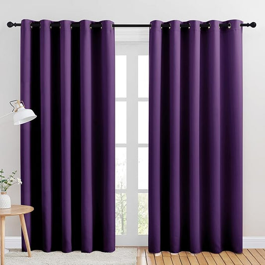 NICETOWN Room Darkening Draperies Window Curtain Panels, Royal Purple, 2 Panels, W60 x L84 -inch, Thermal Insulated Grommet Room Darkening Curtains for Bedroom