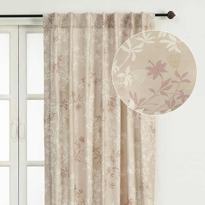 Maison d' Hermine Curtains for Living Room 100% Cotton 84 inch Length One Panel Light Filtering Curtains for Bedroom Windows with Rod and Loop Pockets Drapes (Louxor Beige, 50" W x 84" L)