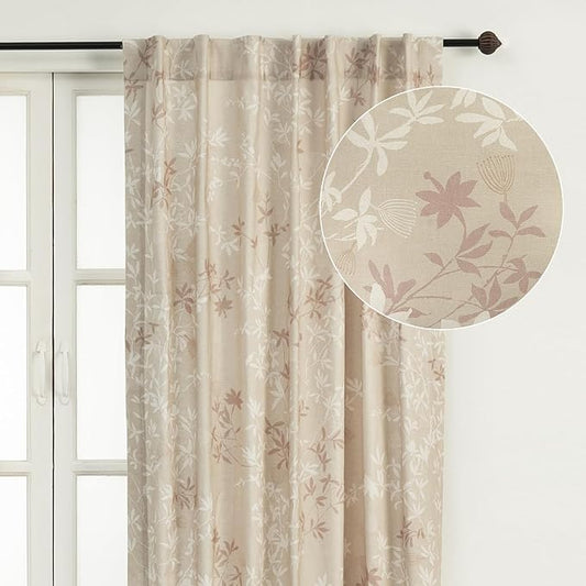 Maison d' Hermine Curtains for Living Room 100% Cotton 84 inch Length One Panel Light Filtering Curtains for Bedroom Windows with Rod and Loop Pockets Drapes (Louxor Beige, 50" W x 84" L)
