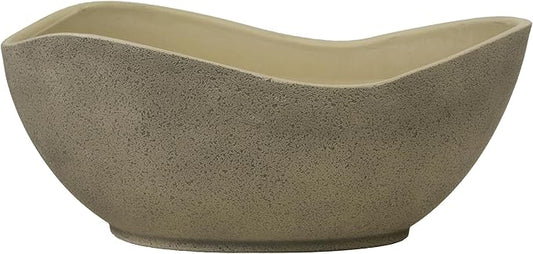 Classic Home and Garden Arc Unique Planter Bowl w/Drain Plug - UV Resistant Shallow Planter - Modern Plant Pot for Herbs (12” Stone)