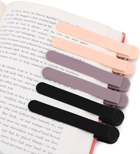 SMUK 6pcs Automatic Bookmark, Silicone Book Marks for Reading Women, Men, Kids, Book Lovers, Cute Unique Book Markers for Reading, Reading Accessories Gifts for Book Lovers