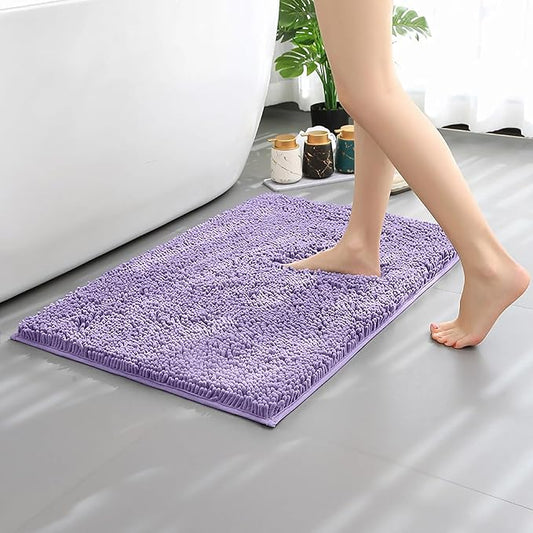 Bathroom Rugs Mat 36x24 Non Slip Chenille Bath Mats Bath Rugs for Bathroom Shower Purple