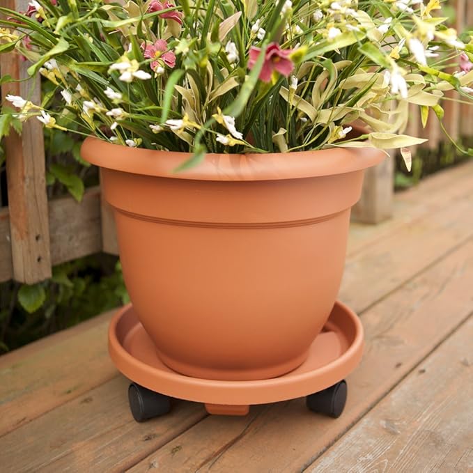 Fiskars Bloem 12 Inch Ariana Planter with Self-Watering Grid, Color Clay