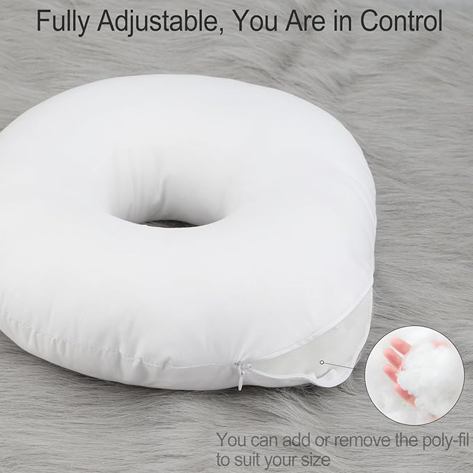 Silky Ear Piercing Pillows with Holes Removable Pillowcase Washable Donut Pillow for Ear Pain Side Sleeping Cartilage CNH Pressure Sore Tinnitus Headphones Relief Guard Protector Coral