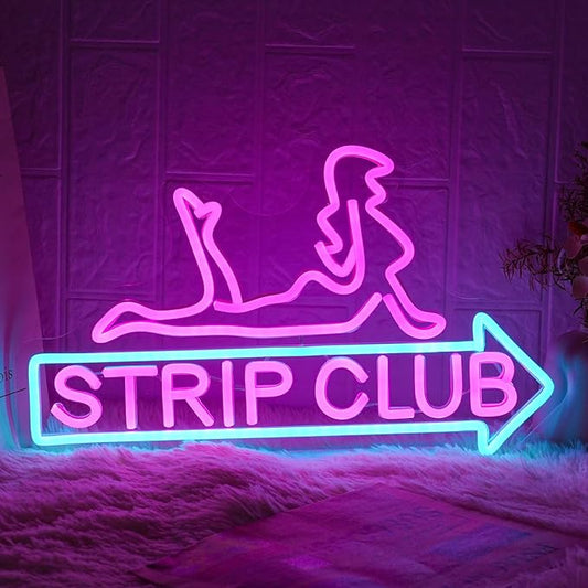 STRIP CLUB Neon Sign Women Neon Light Sign for Wall Decor Dimmable Dance Club Neon Light Sign Letter LED Sign for Bedroom Living Room Club Dancing Party Ball Christmas Gift