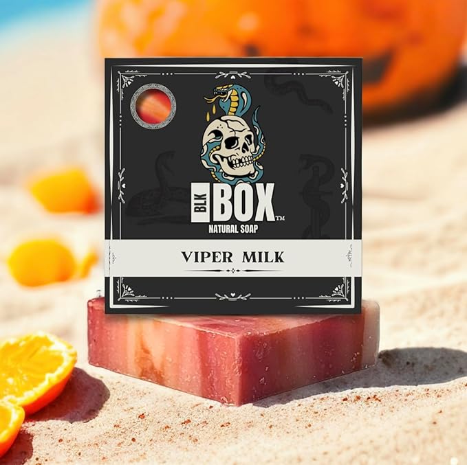 Black Box USA MADE 5oz Men's Natural Bar Soap Made from Moisturizing Natural Oils - Handmade Cold Process Soap with No Harsh Chemicals Pineapple Citrus & Floral Hints (VIPER MILK)