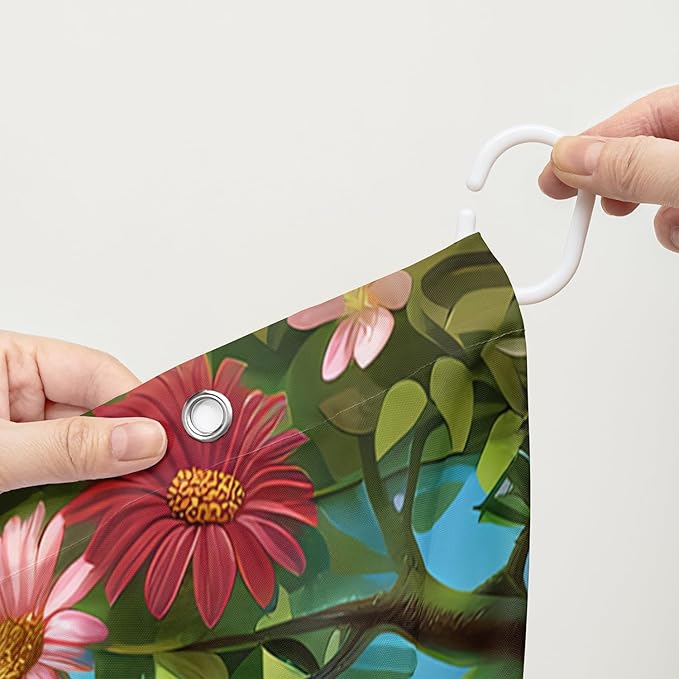 AILONEN Kawaii Cat Shower Curtain Set, Swing Cat with Butterfly Waterproof Fabric Shower Curtain for Kids Boys Girls,Cartoon Pet Cats Cloth Bath Curtain,72" W*84" H