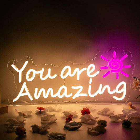 Goneons You Are Amazing Neon Sign for Wall Decor,Dimmable USB Powered Warm White LED Neon Light for Bedroom Classroom Bar Pub Club Party Birthday Gift(15.75"*6.3")