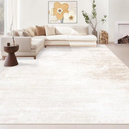 Area Rugs 8x10 Living Room: Washable Rug Modern Abstract Large Rug Soft Non Slip Neutral Rug Stain Resistant Indoor Carpet for Bedroom Kitchen Dining Room Table Nursery Home Office Rugs(Beige,8'x10')