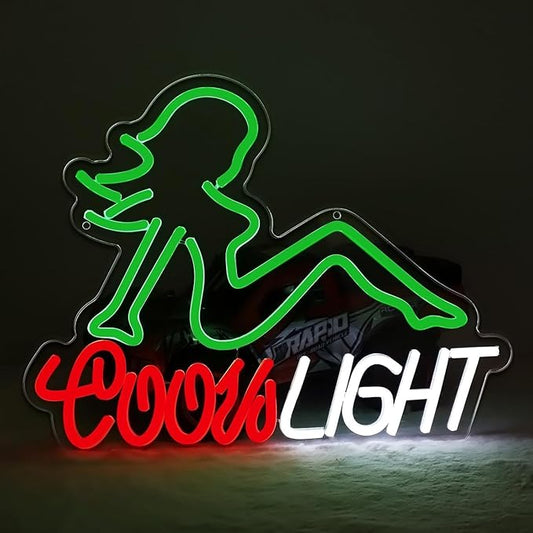 Crs Light Neon Sign, Beer Neon Signs for Man Cave Bar Decor, Green Lady LED Neon Lights Signs