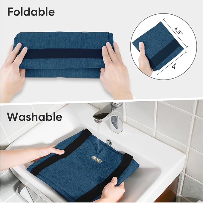 BALEINE Extra Large Storage Tote with Zippers & Carrying Handles, Heavy-Duty Oxford Fabric Moving Bags for Laundry, Space Saving, Storage, Denim Blue