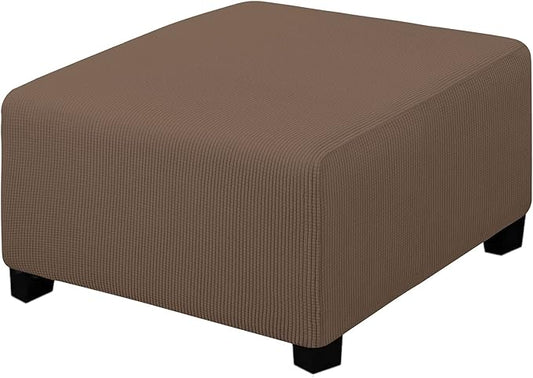 Easy-Going Stretch Square Ottoman Cover Folding Storage Stool Furniture Protector Soft Slipcover with Elastic Bottom (30x30x15inch, Brown)